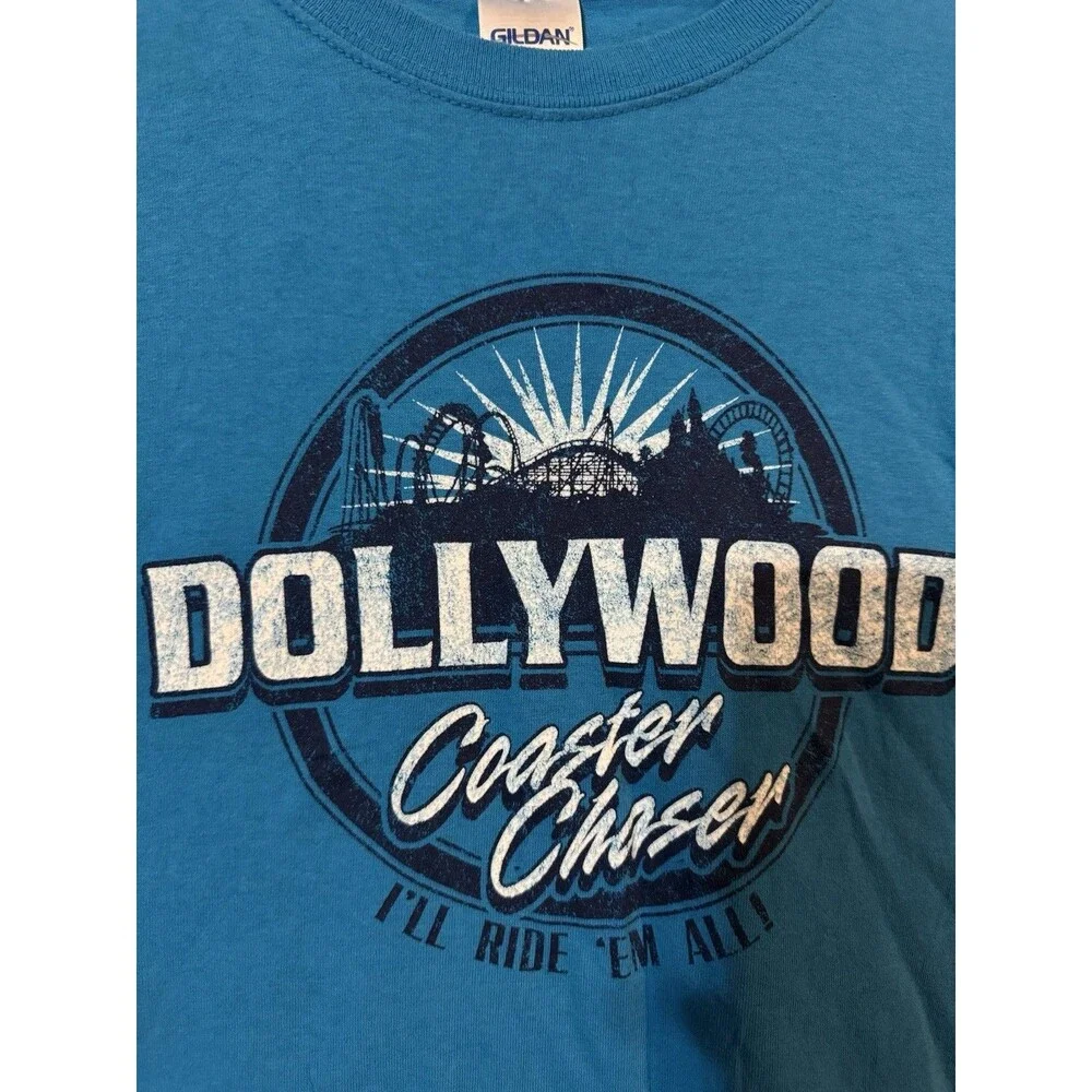 Dollywood Coaster Chaser “I’d Ride Em All” Blue Adult Size 2XL Tshirt
